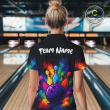 Load image into Gallery viewer, Custom Colorful Smoke Bowling Polo, Quarter Zip Shirt for Women, Bowling Uniform Team Bowling Jerseys NQS10647