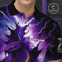 Load image into Gallery viewer, Custom Black And Purple Thunder Lightning Cobra Snake Bowling Men Polo, Quarter Zip Shirts For Team NQS10670