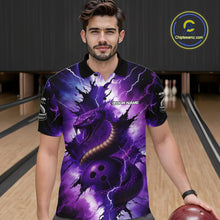 Load image into Gallery viewer, Custom Black And Purple Thunder Lightning Cobra Snake Bowling Men Polo, Quarter Zip Shirts For Team NQS10670