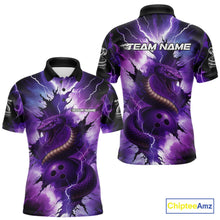 Load image into Gallery viewer, Custom Black And Purple Thunder Lightning Cobra Snake Bowling Men Polo, Quarter Zip Shirts For Team NQS10670