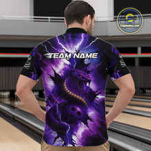 Load image into Gallery viewer, Custom Black And Purple Thunder Lightning Cobra Snake Bowling Men Polo, Quarter Zip Shirts For Team NQS10670