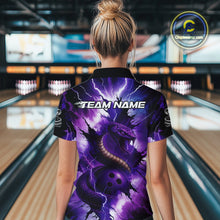 Load image into Gallery viewer, Custom Black And Purple Thunder Lightning Cobra Snake Bowling Women Polo, Quarter Zip Shirts For Team NQS10670