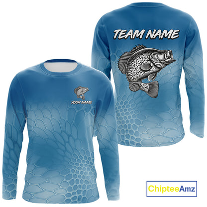Blue Camo Crappie fishing sun shirts custom name Crappie fishing jerseys for men, women NQS11270