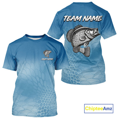 Blue Camo Crappie fishing sun shirts custom name Crappie fishing jerseys for men, women NQS11270