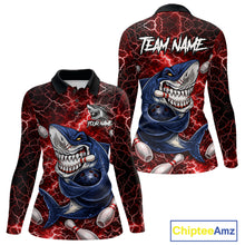 Load image into Gallery viewer, Red Lightning Thunder Angry Shark Bowling shirts For Women Custom Shark Bowling Team Jerseys NQS11756