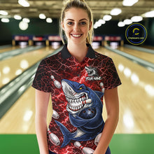 Load image into Gallery viewer, Red Lightning Thunder Angry Shark Bowling shirts For Women Custom Shark Bowling Team Jerseys NQS11756