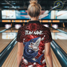 Load image into Gallery viewer, Red Lightning Thunder Angry Shark Bowling shirts For Women Custom Shark Bowling Team Jerseys NQS11756