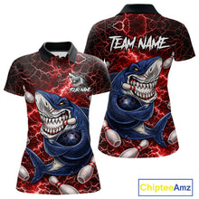 Load image into Gallery viewer, Red Lightning Thunder Angry Shark Bowling shirts For Women Custom Shark Bowling Team Jerseys NQS11756