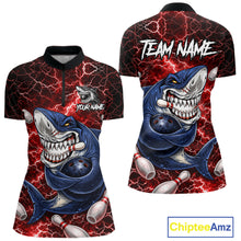 Load image into Gallery viewer, Red Lightning Thunder Angry Shark Bowling shirts For Women Custom Shark Bowling Team Jerseys NQS11756