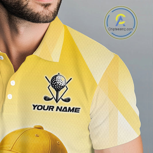 Funny Yellow pattern Golf ball drinking beer Mens Golf Polo Shirt Custom team golf outfits for mens NQS10718