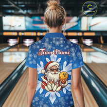 Load image into Gallery viewer, Blue Snowflake Funny Santa Bowling Shirts For Women Custom Christmas Bowling Team Jersey Xmas Gifts NQS11007