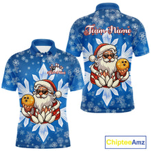 Load image into Gallery viewer, Blue Snowflake Funny Santa Bowling Shirts For Men Custom Christmas Bowling Team Jersey Xmas Gifts NQS11007