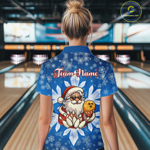 Load image into Gallery viewer, Blue Snowflake Funny Santa Bowling Shirts For Women Custom Christmas Bowling Team Jersey Xmas Gifts NQS11007