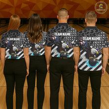 Load image into Gallery viewer, Black and White American flag Eagle Women Bowling shirts custom Patriotic Bowling Team League Jersey NQS11424