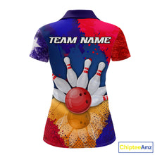 Load image into Gallery viewer, Custom Texas Flag Bowling Polo, 1/4 zip Shirts For Women, Patriotic Texas Bowling Team League Jerseys NQS11626