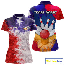 Load image into Gallery viewer, Custom Texas Flag Bowling Polo, 1/4 zip Shirts For Women, Patriotic Texas Bowling Team League Jerseys NQS11626