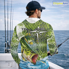 Load image into Gallery viewer, Personalized Largemouth Bass Fishing Shirts Green Scales Compass Performance Tournament Bass Jerseys NQS11440