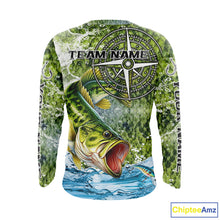 Load image into Gallery viewer, Personalized Largemouth Bass Fishing Shirts Green Scales Compass Performance Tournament Bass Jerseys NQS11440