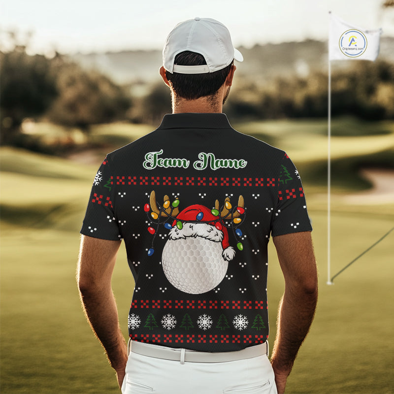 Funny Ugly Christmas pattern Santa Golf Polo Shirts For Men Custom best Mens golf wear, golfing gifts NQS11067
