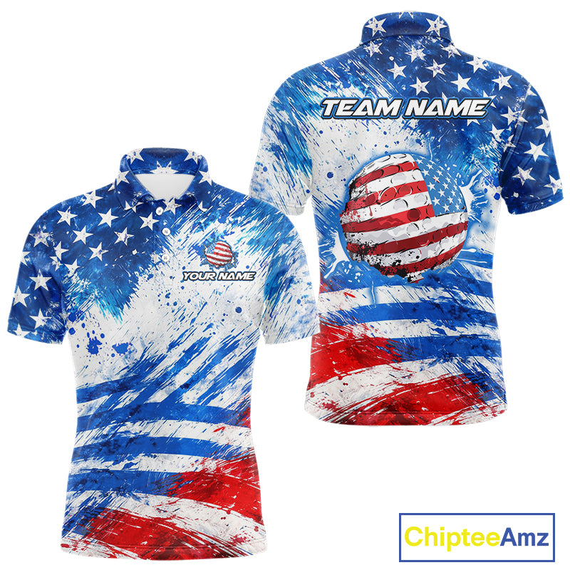 Red, White and Blue American Flag Golf Polo Shirts For Men Custom patriotic Team mens golf tops NQS11506