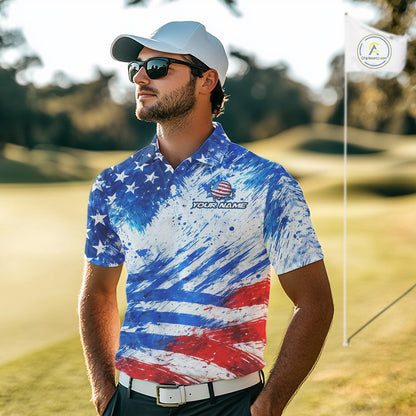 Red, White and Blue American Flag Golf Polo Shirts For Men Custom patriotic Team mens golf tops NQS11506