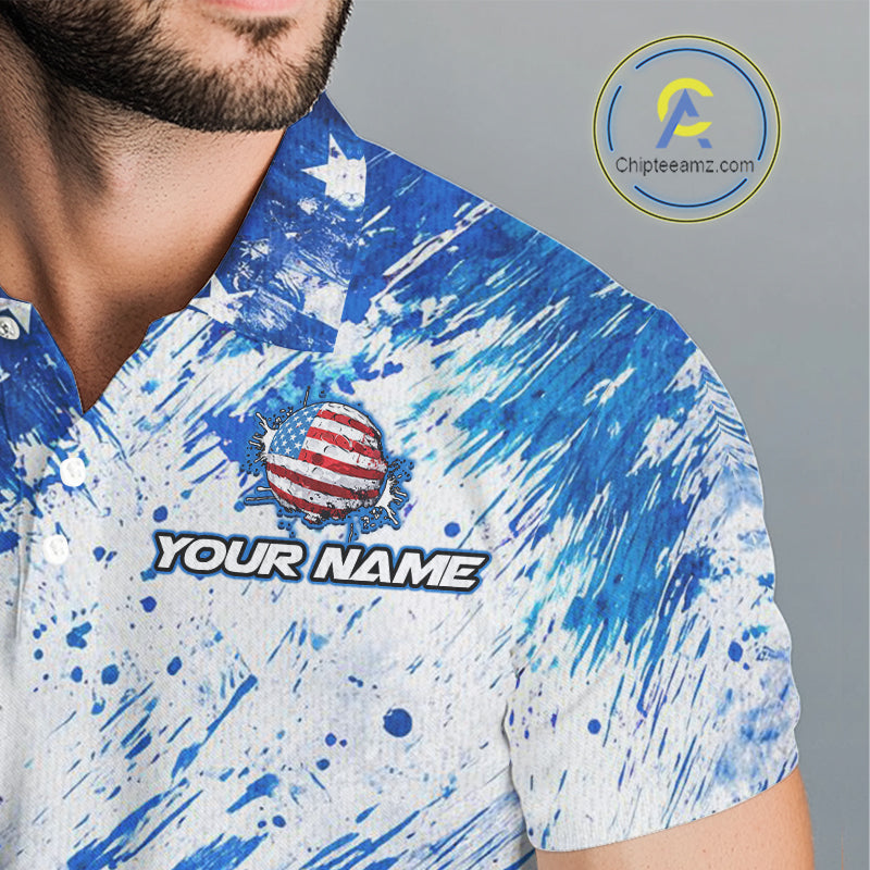 Red, White and Blue American Flag Golf Polo Shirts For Men Custom patriotic Team mens golf tops NQS11506