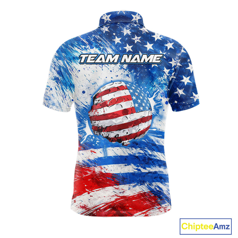 Red, White and Blue American Flag Golf Polo Shirts For Men Custom patriotic Team mens golf tops NQS11506