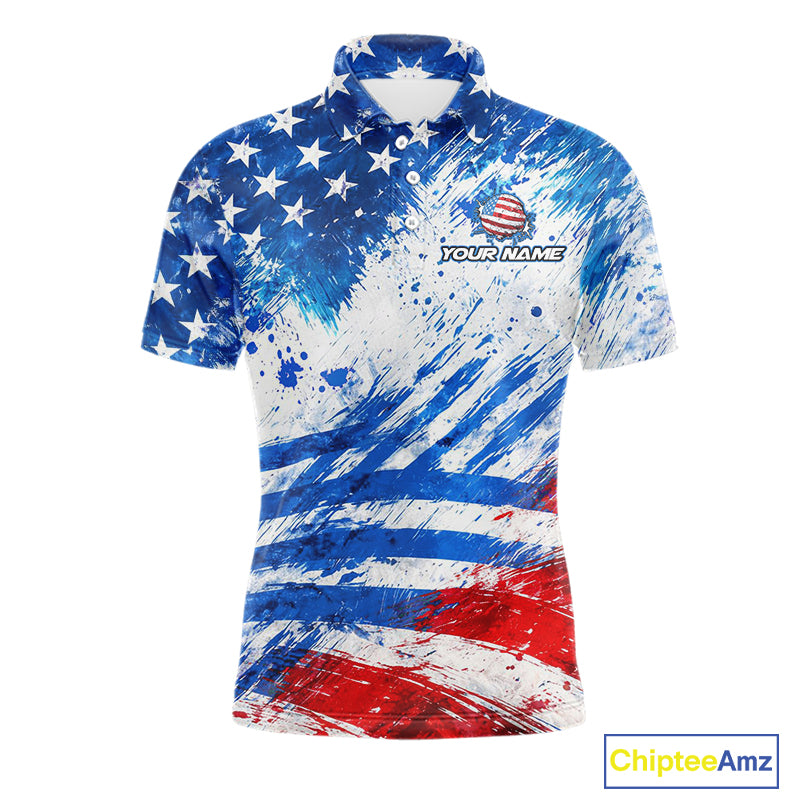 Red, White and Blue American Flag Golf Polo Shirts For Men Custom patriotic Team mens golf tops NQS11506