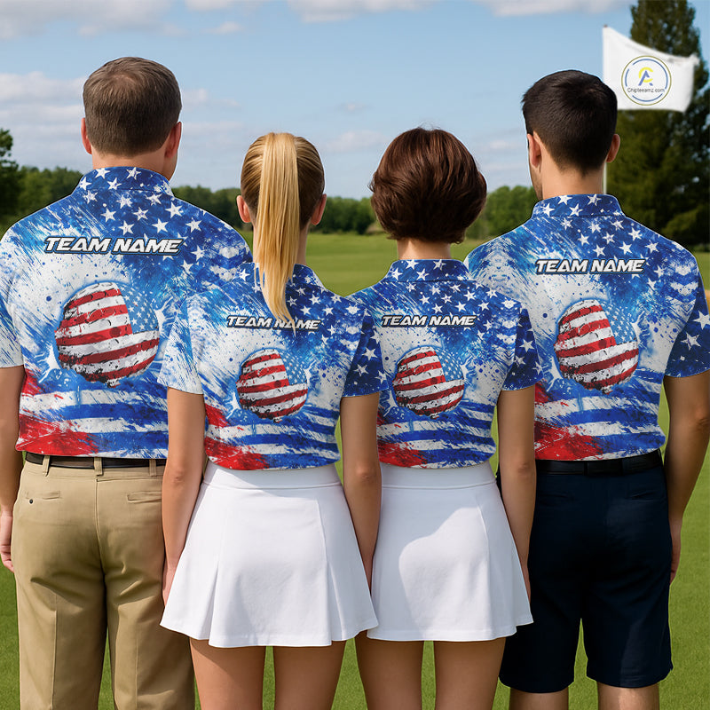 Red, White and Blue American Flag Golf Polo Shirts For Men Custom patriotic Team mens golf tops NQS11506