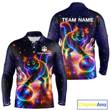 Load image into Gallery viewer, Personalized Bowling Shirts for Men Custom Cat Team Bowling Apparel, Colorful Neon bowling shirts NQS11517