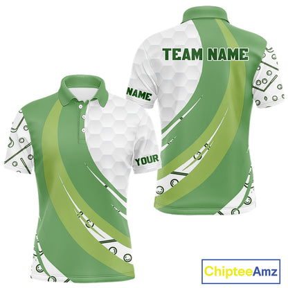 White and Green Golf pattern polo golf shirt for men Custom men's golf outfit, unique golf gifts NQS11107