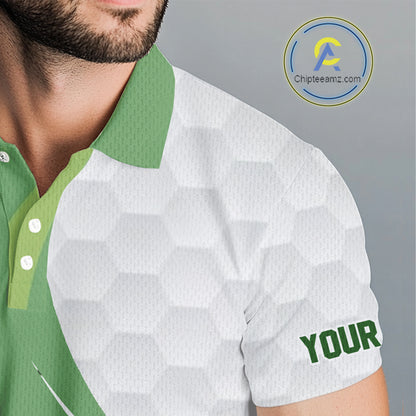 White and Green Golf pattern polo golf shirt for men Custom men's golf outfit, unique golf gifts NQS11107