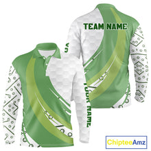 Load image into Gallery viewer, White and Green Golf pattern polo golf shirt for men Custom men&#39;s golf outfit, unique golf gifts NQS11107