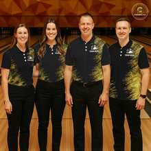 Load image into Gallery viewer, Black and Gold Flame Bowling Shirts For Women Custom Team Bowling jerseys, Gift For Bowlers NQS11342