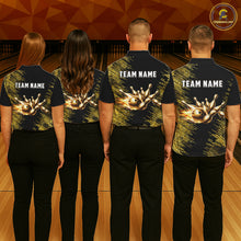 Load image into Gallery viewer, Black and Gold Flame Bowling Shirts For Women Custom Team Bowling jerseys, Gift For Bowlers NQS11342