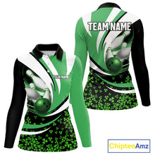 Load image into Gallery viewer, Green shamrock pattern Bowling Shirts For Women custom St Patrick's Day bowling outfits team jerseys NQS11166