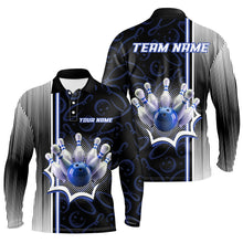 Load image into Gallery viewer, Blue Bowling Camo Custom Bowling Shirts For Men Bowling League Jerseys Bowler Outfit NQS8417