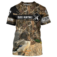 Load image into Gallery viewer, Duck Hunting with German Wirehaired Pointer waterfowl camo Shirts, Personalized Duck Hunting Gifts FSD3726