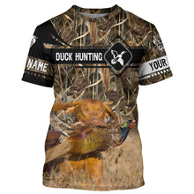 Load image into Gallery viewer, Pheasant Hunting with Vizsla dog waterfowl camo Shirts, Personalized Duck Hunting Gifts FSD3728