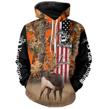 Load image into Gallery viewer, Elk Hunting American Flag Patriotic Custom Name All over print Shirts, Gifts idea for Elk Hunter FSD3077