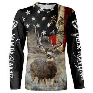 Mule Deer Hunting American flag custom Name Patriotic Hunting Shirts, Personalized Gifts for Hunter FSD1