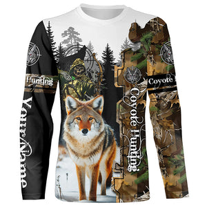 Coyote Hunting Camouflage Custom Name Shirts for Hunters, Personalized Hunting Shirts FSD92