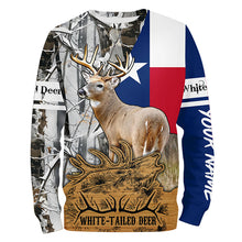 Load image into Gallery viewer, Whitetail Deer Hunting Texas flag Camo custom Name Hunting Shirts, Personalized Gifts for Hunter FSD10