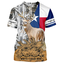 Load image into Gallery viewer, Whitetail Deer Hunting Texas flag Camo custom Name Hunting Shirts, Personalized Gifts for Hunter FSD10