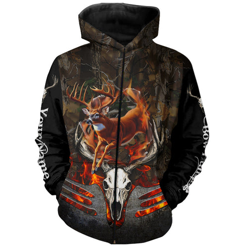 Whitetails Jumping Deer Hunting Camouflage Custom Name Shirts, Best Deer hunting gifts FSD979