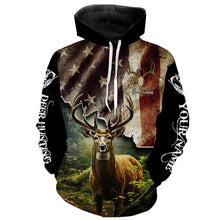 Load image into Gallery viewer, White-tailed Deer hunting American flag custom name Patriotic hunting Shirts, Hunting Gifts for hunters FSD2