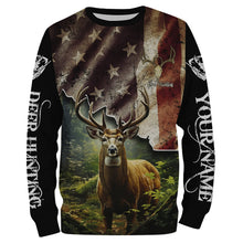 Load image into Gallery viewer, White-tailed Deer hunting American flag custom name Patriotic hunting Shirts, Hunting Gifts for hunters FSD2