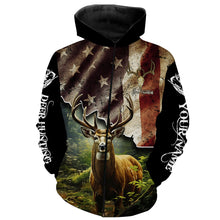 Load image into Gallery viewer, White-tailed Deer hunting American flag custom name Patriotic hunting Shirts, Hunting Gifts for hunters FSD2