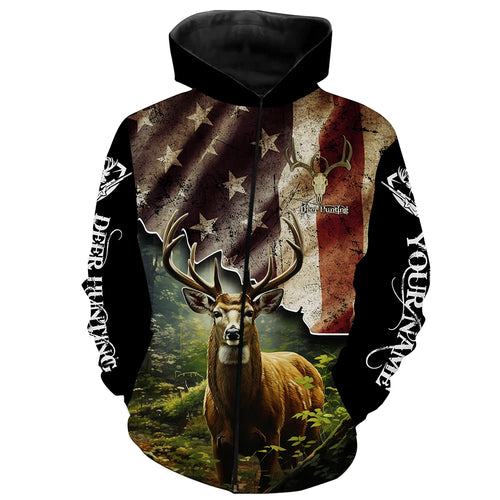 White-tailed Deer hunting American flag custom name Patriotic hunting Shirts, Hunting Gifts for hunters FSD2