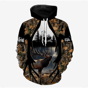 Best Elk Hunting Camouflage Custom Name Shirts for Hunters, Personalized Hunting Shirts FSD1812